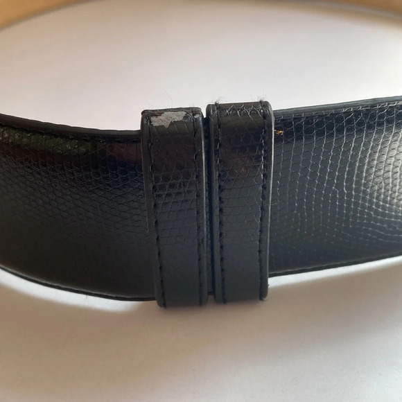 Black Leather Corset Statement Belt Silver Buckle Wide Waist Belt 41” Adjustable main image 5